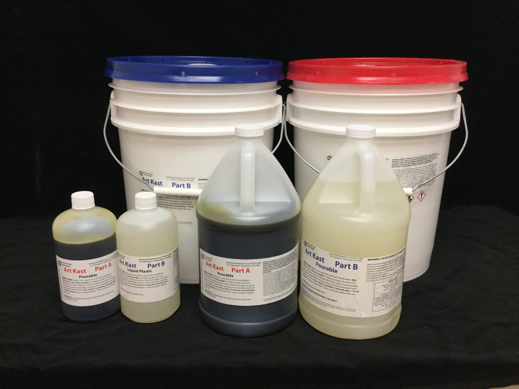 Pourable liquid plastic clearance resin